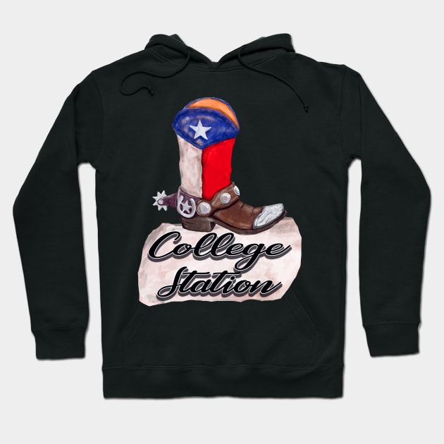 College Station Texas Cowboy Boot Hoodie by TravelTime